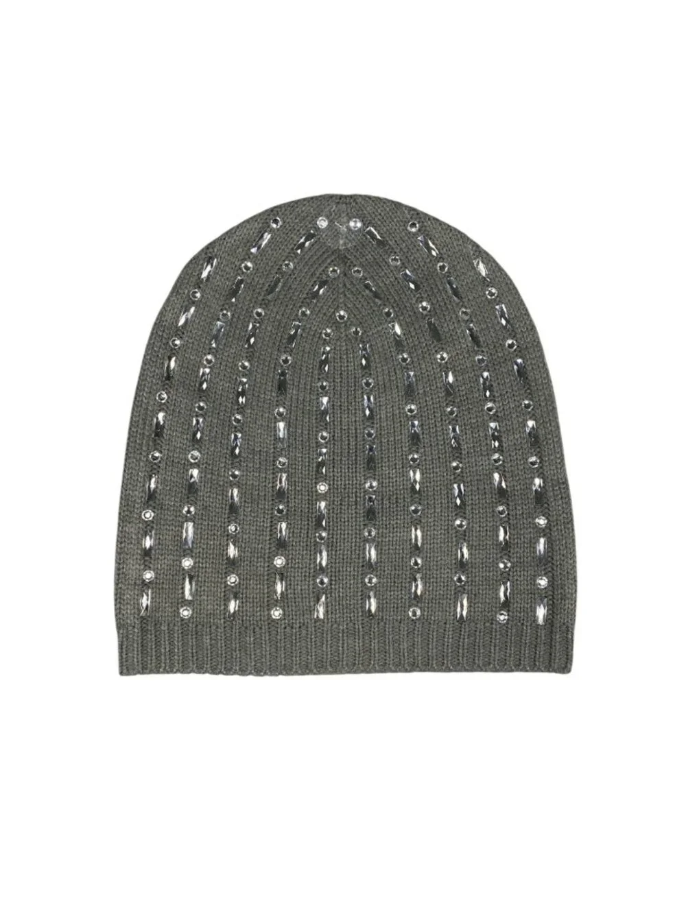 Mixit Gray Knit Beanie Rhinestone Embellishments Casual Winter Hat One Size NWT